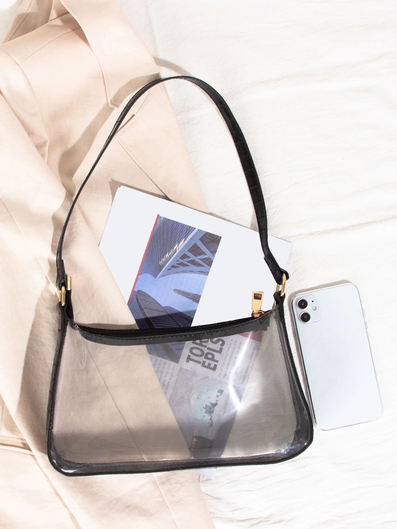 ROMWE World Cup Clear Bag, Stadium Approved 12 X 12 X 6 Clear Transparent Purse Bag For Concerts Sports Events Festivals, Beach Bags
