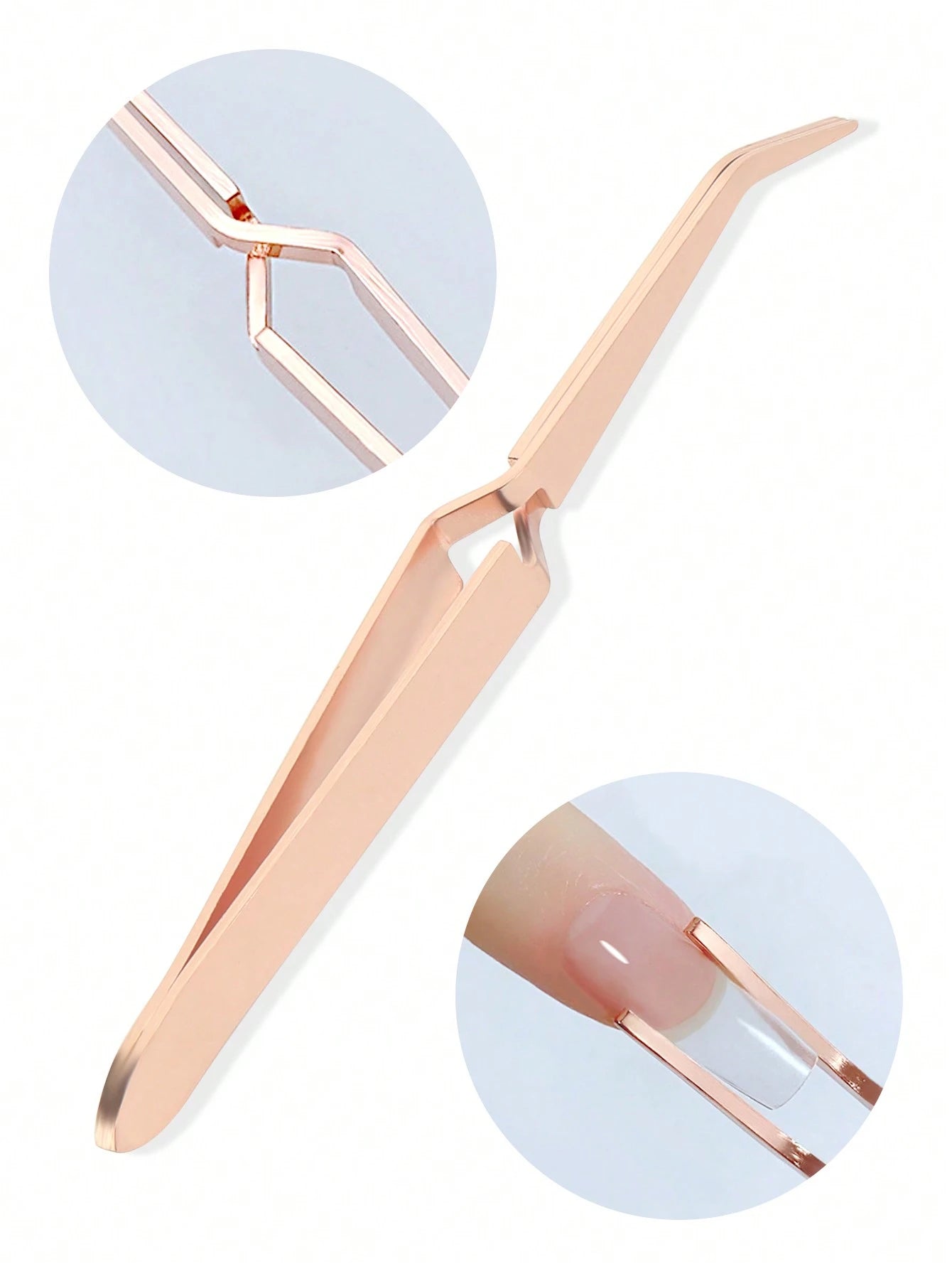 Rose Golden Nail Sculpting Clip, Crystal Gel Nail Art Tool, Titanium Alloy Stamping, Durable Manicure Silicone Clamp Multifunction False Nail Cutter Shaping Tweezers Manicure Tools,Nail Supplies,Nail