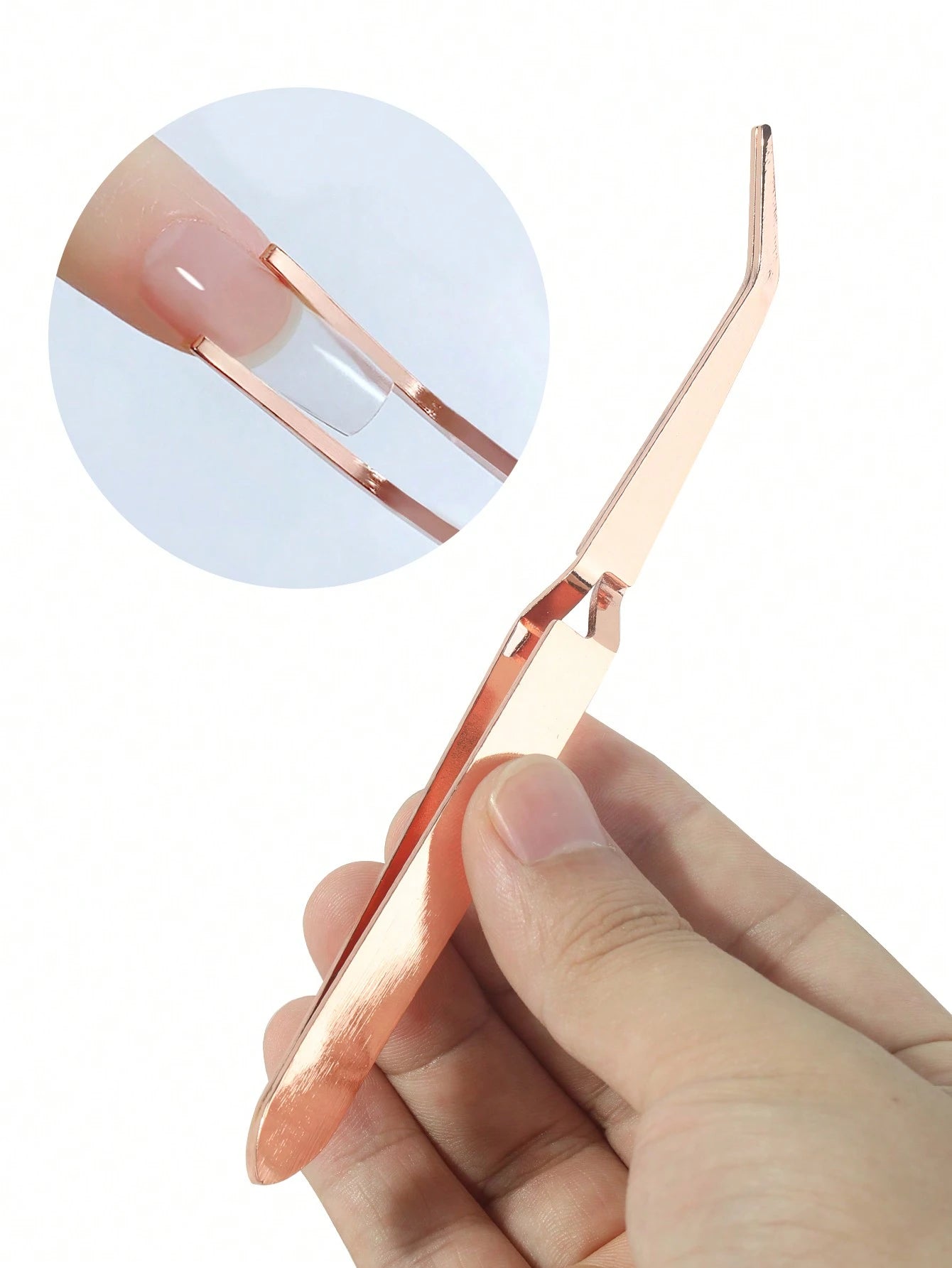 Rose Golden Nail Sculpting Clip, Crystal Gel Nail Art Tool, Titanium Alloy Stamping, Durable Manicure Silicone Clamp Multifunction False Nail Cutter Shaping Tweezers Manicure Tools,Nail Supplies,Nail