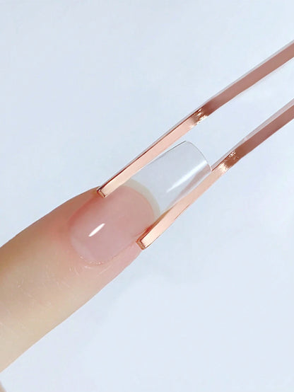 Rose Golden Nail Sculpting Clip, Crystal Gel Nail Art Tool, Titanium Alloy Stamping, Durable Manicure Silicone Clamp Multifunction False Nail Cutter Shaping Tweezers Manicure Tools,Nail Supplies,Nail