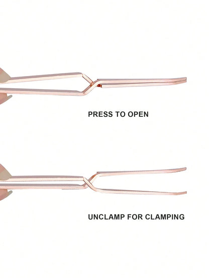 Rose Golden Nail Sculpting Clip, Crystal Gel Nail Art Tool, Titanium Alloy Stamping, Durable Manicure Silicone Clamp Multifunction False Nail Cutter Shaping Tweezers Manicure Tools,Nail Supplies,Nail