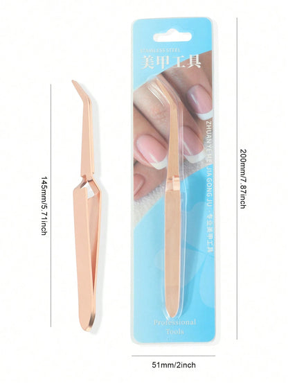 Rose Golden Nail Sculpting Clip, Crystal Gel Nail Art Tool, Titanium Alloy Stamping, Durable Manicure Silicone Clamp Multifunction False Nail Cutter Shaping Tweezers Manicure Tools,Nail Supplies,Nail