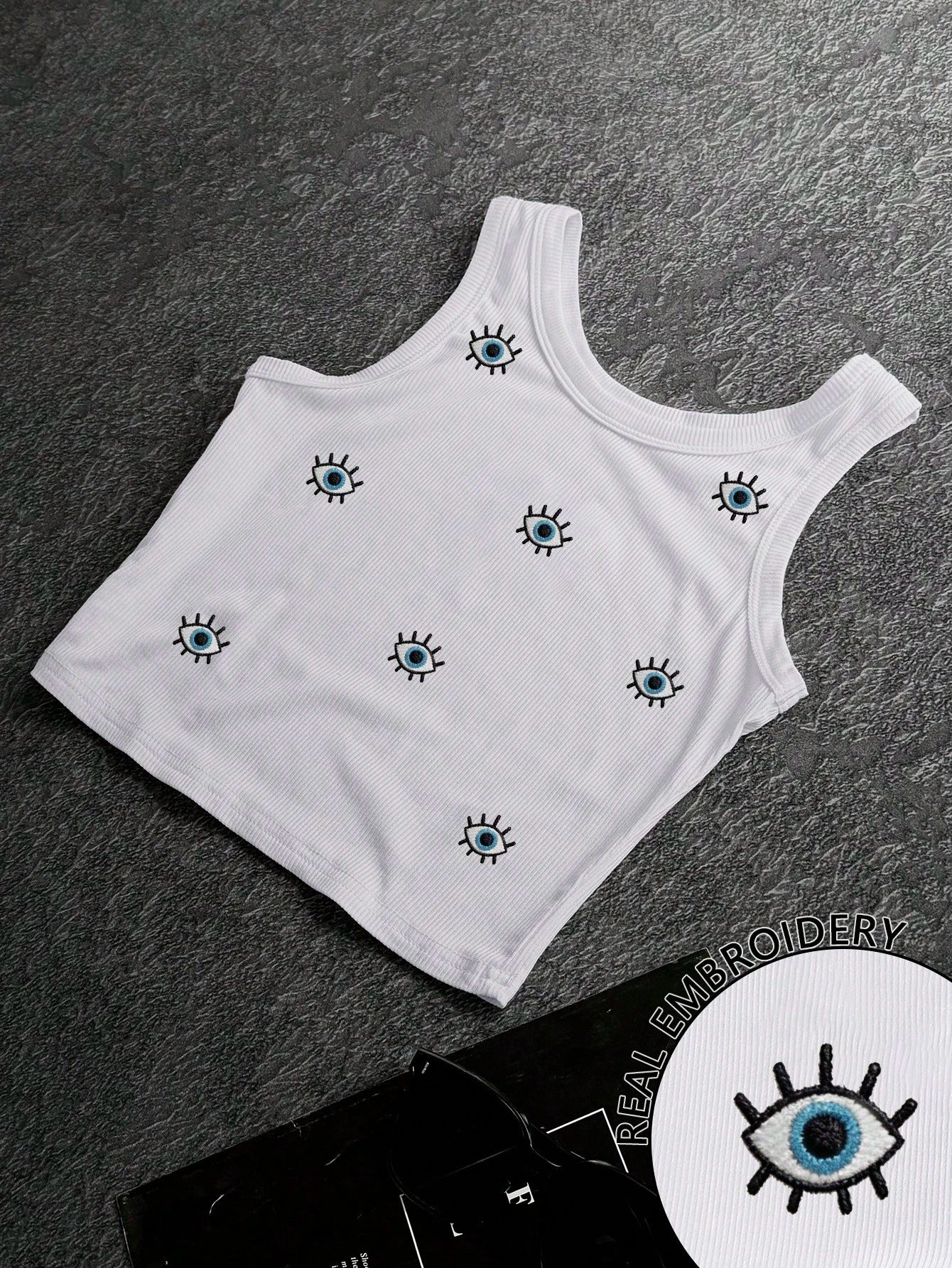 Rovax Women's Fashion Shell Embroidered Solid Color Camisole Tank Top