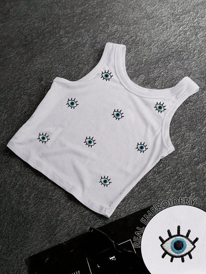 Rovax Women's Fashion Shell Embroidered Solid Color Camisole Tank Top