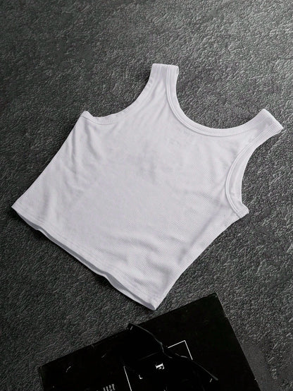 Rovax Women's Fashion Shell Embroidered Solid Color Camisole Tank Top