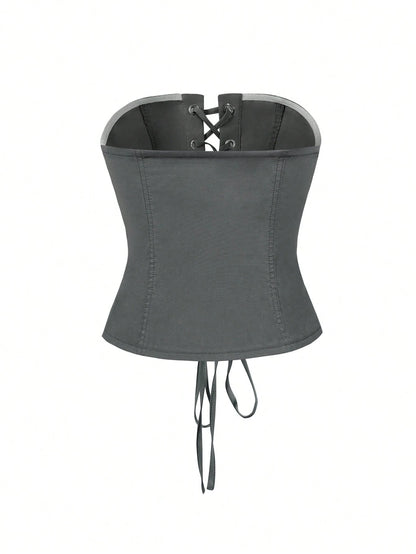 Rovax Women's Solid Color Tie-Up Design Casual Versatile Daily Wear Tube Top