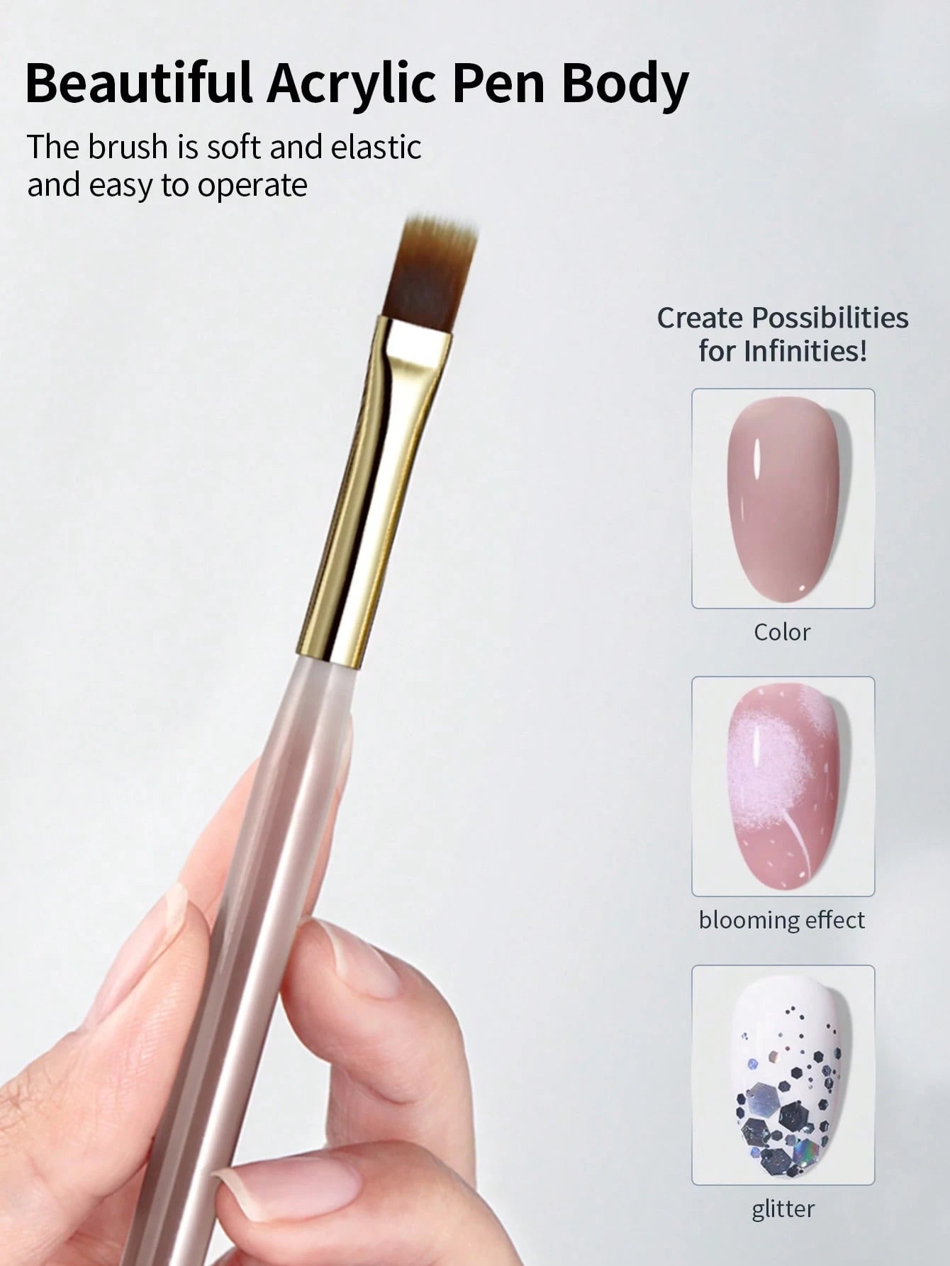 RS NAIL RSNAIL Ombre Nail Art Brush Wider&Soft Bristles Gradient Brush With Comfortable Acrylic Handle Easy To Operate Smooth Durable Material Manicure Gel Nail Painting Brush DIY Tool Perfect For Beg