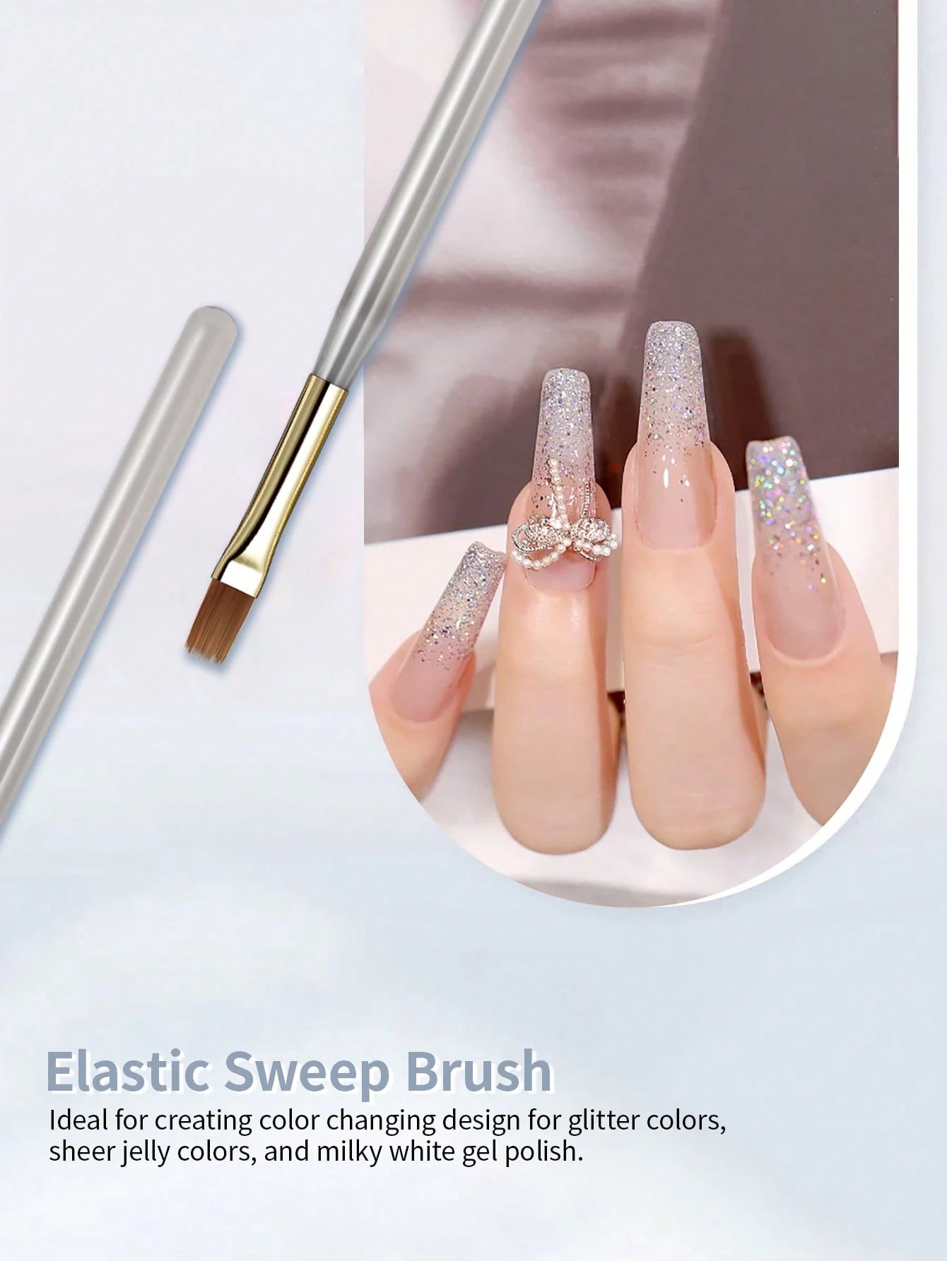 RS NAIL RSNAIL Ombre Nail Art Brush Wider&Soft Bristles Gradient Brush With Comfortable Acrylic Handle Easy To Operate Smooth Durable Material Manicure Gel Nail Painting Brush DIY Tool Perfect For Beg