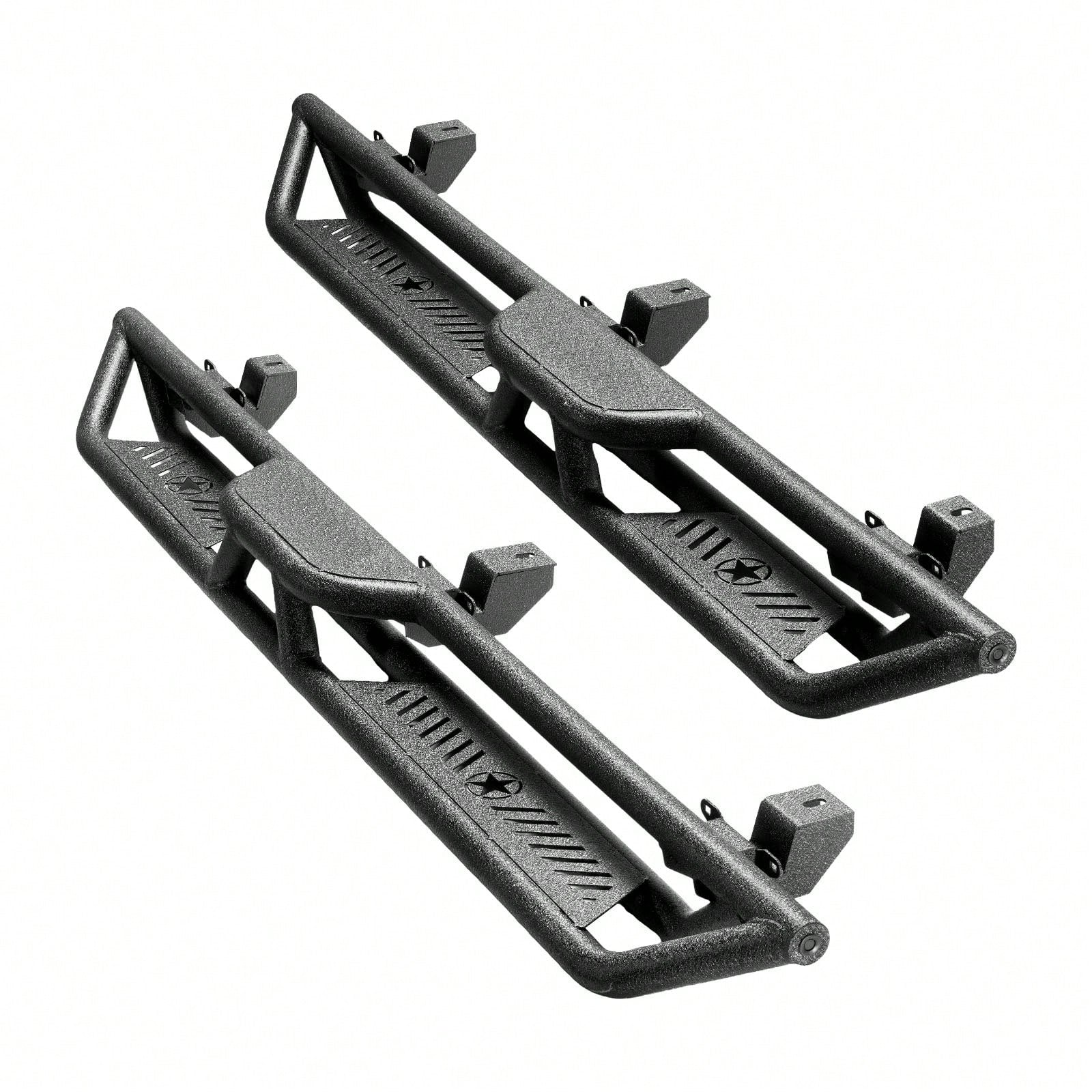 Running Boards, 6 Inches Side Steps Compatible With 2018-2025 Jeep Wrangler JL 4 Door, Black Carbon Steel Nerf Bars, 550 Lbs Load Capacity, Wide Non-Slip Hollow Surface With Rustproof Coating