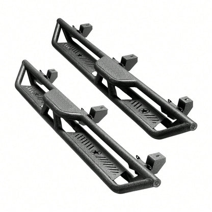 Running Boards, 6 Inches Side Steps Compatible With 2018-2025 Jeep Wrangler JL 4 Door, Black Carbon Steel Nerf Bars, 550 Lbs Load Capacity, Wide Non-Slip Hollow Surface With Rustproof Coating