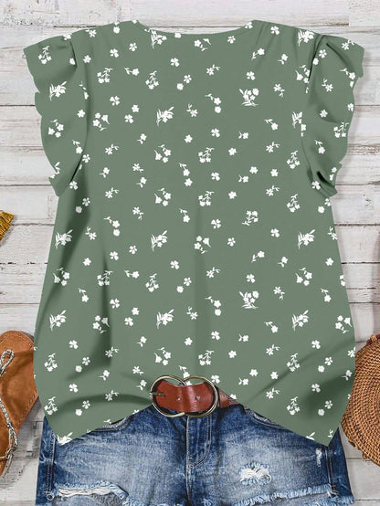 Rusticease Women's Casual Floral Pattern V-Neck Blouse, Suitable For Summer V Neck Blouses Women Fall Clothes Chic
