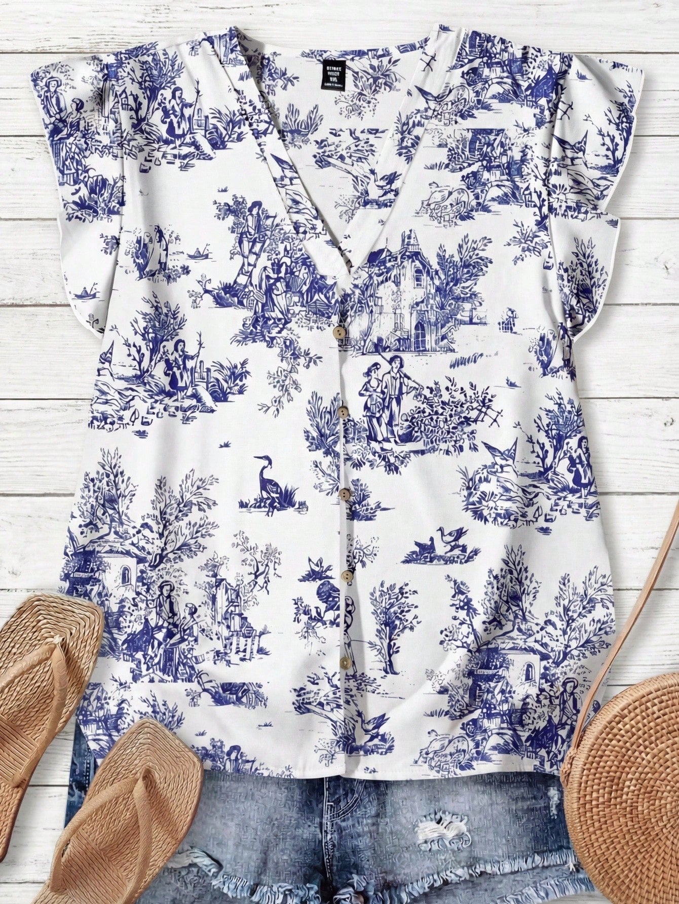 Rusticease Women's Casual Floral Pattern V-Neck Blouse, Suitable For Summer V Neck Blouses Women Fall Clothes Chic