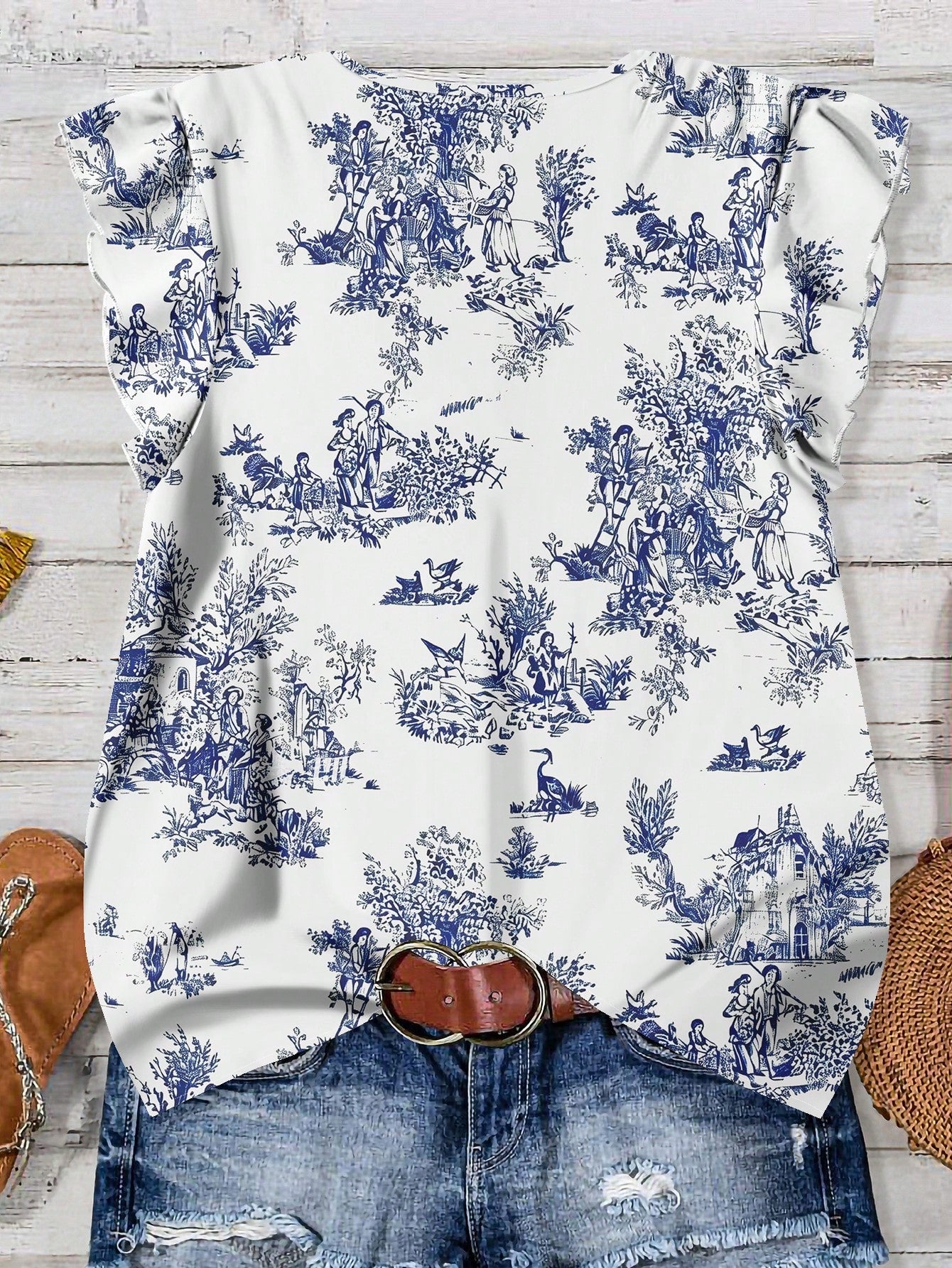 Rusticease Women's Casual Floral Pattern V-Neck Blouse, Suitable For Summer V Neck Blouses Women Fall Clothes Chic