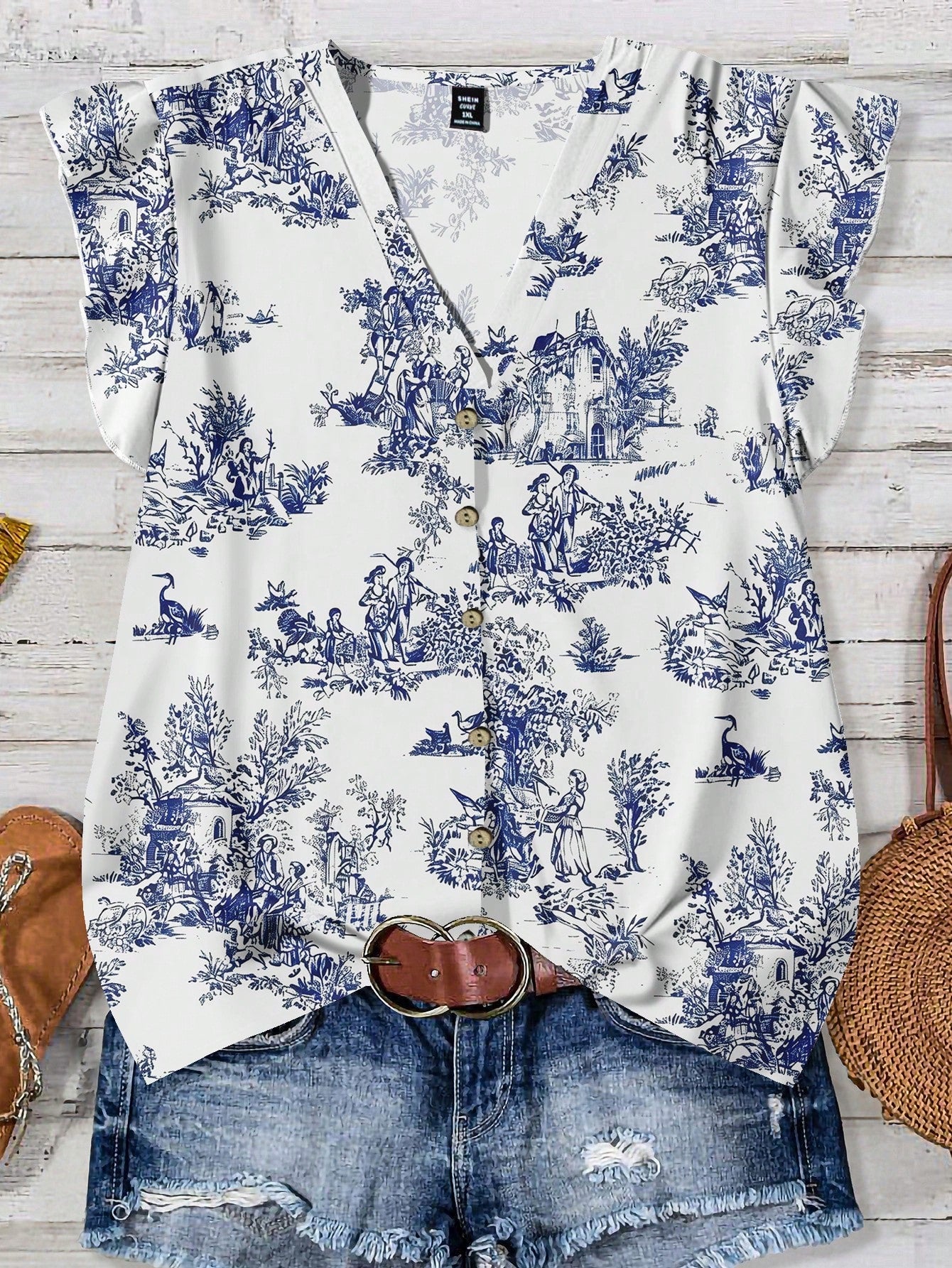 Rusticease Women's Casual Floral Pattern V-Neck Blouse, Suitable For Summer V Neck Blouses Women Fall Clothes Chic