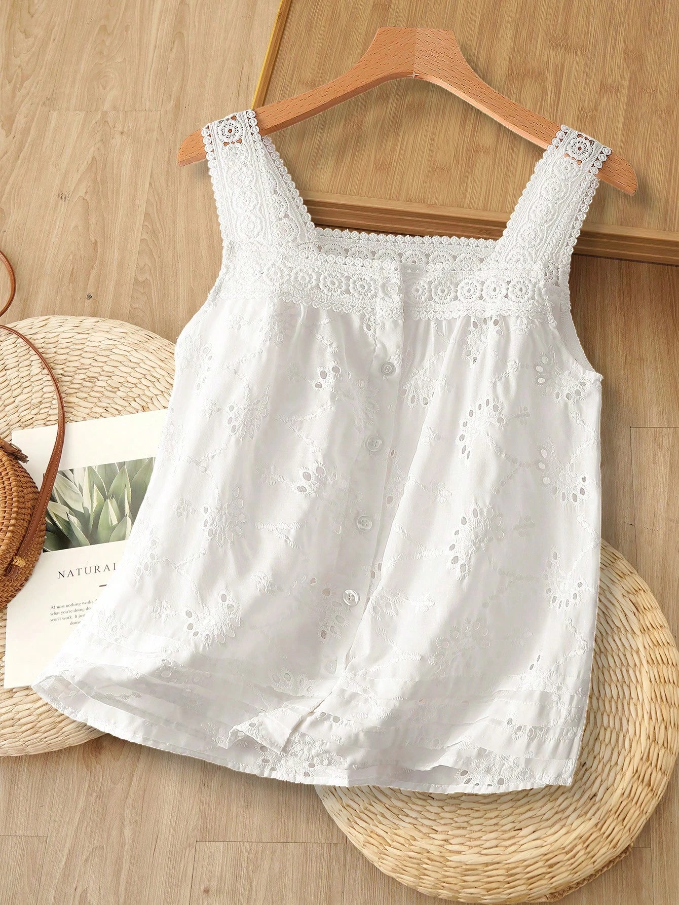 Rusticease Women's Fashion Camisole Tank Top, Suitable For Summer European Summer Linen Streetwear Cute Women Picnic Brunch Vacation White
