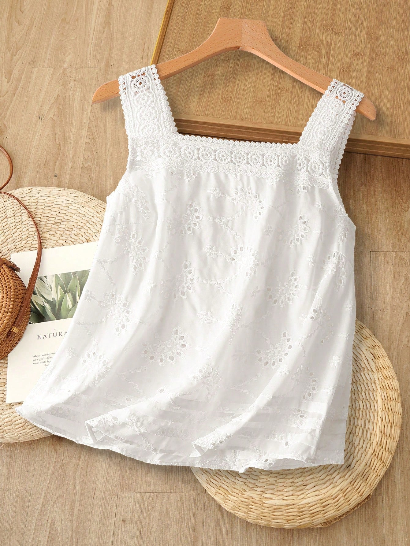 Rusticease Women's Fashion Camisole Tank Top, Suitable For Summer European Summer Linen Streetwear Cute Women Picnic Brunch Vacation White