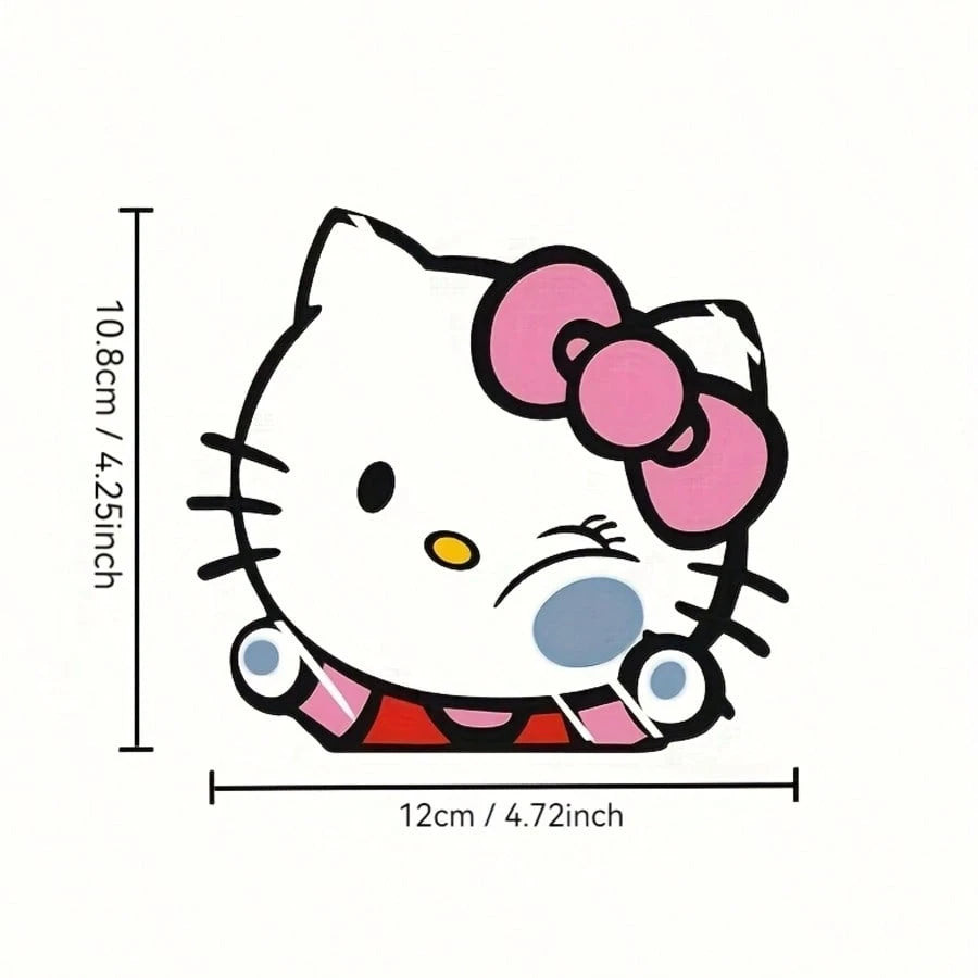 SANRIO 1pc Funny Expression Hello Kitty Cartoon KT Cat Car Sticker, Suitable For Glass Car Body Decoration, Smooth Surface, Car, Motorcycle, Electric Vehicle, Daily Fun Decorative Sticker, Waterproof