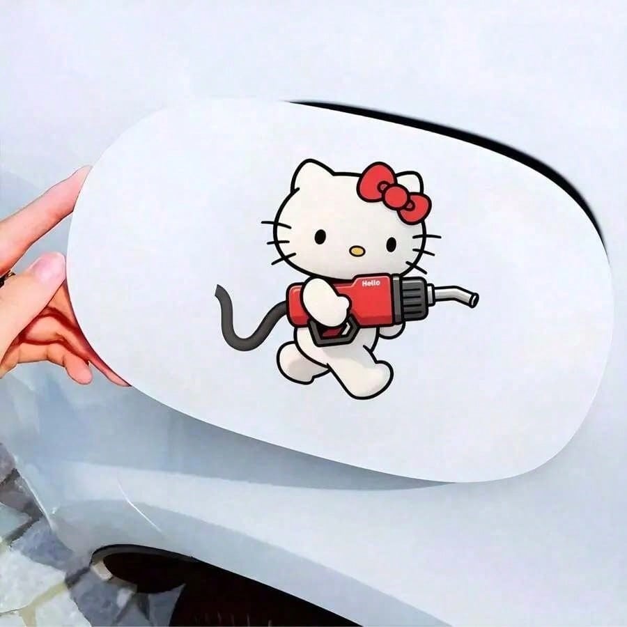 SANRIO 1pc Funny Expression Hello Kitty Cartoon KT Cat Car Sticker, Suitable For Glass Car Body Decoration, Smooth Surface, Car, Motorcycle, Electric Vehicle, Daily Fun Decorative Sticker, Waterproof