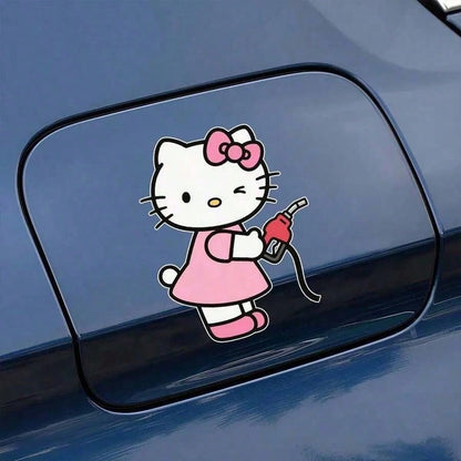 SANRIO 1pc Funny Expression Hello Kitty Cartoon KT Cat Car Sticker, Suitable For Glass Car Body Decoration, Smooth Surface, Car, Motorcycle, Electric Vehicle, Daily Fun Decorative Sticker, Waterproof