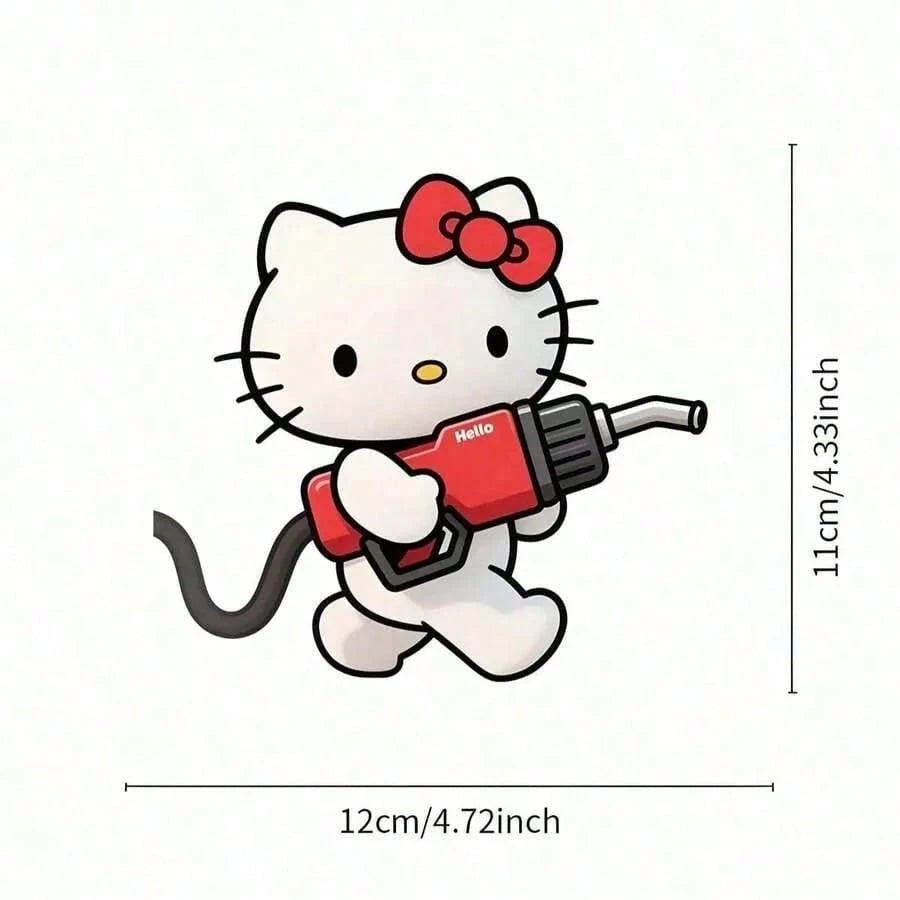 SANRIO 1pc Hello Kitty Car Sticker, Cute Cartoon Fuel Tank Sticker, Car Body Exterior Decor, KT Cat Fun Creative Sticker, Self-Adhesive No Residue Glossy Finish, Suitable For Cars, Trucks, Motorcycles
