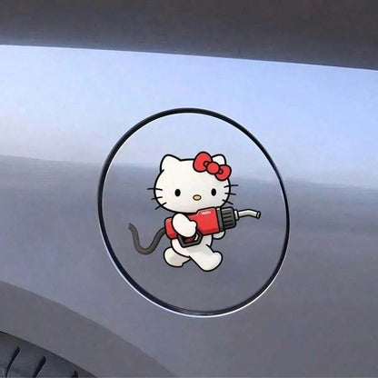 SANRIO 1pc Hello Kitty Car Sticker, Cute Cartoon Fuel Tank Sticker, Car Body Exterior Decor, KT Cat Fun Creative Sticker, Self-Adhesive No Residue Glossy Finish, Suitable For Cars, Trucks, Motorcycles