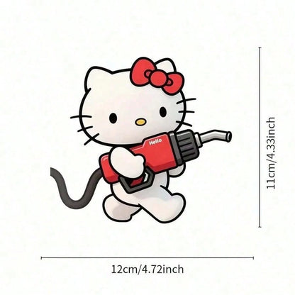 SANRIO 1pc Hello Kitty Car Sticker, Cute Cartoon Fuel Tank Sticker, Car Body Exterior Decor, KT Cat Fun Creative Sticker, Self-Adhesive No Residue Glossy Finish, Suitable For Cars, Trucks, Motorcycles