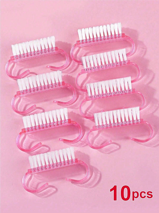 SAUA 10pcs Nail Cleaning Brushes With Unique Ram's Horn And Ox Horn Design Handles, Precision Nail And Foot Brushes For Home And Professional Nail Salon,Nail Supplies,Nail Tools,Nail Art Tools,Back To