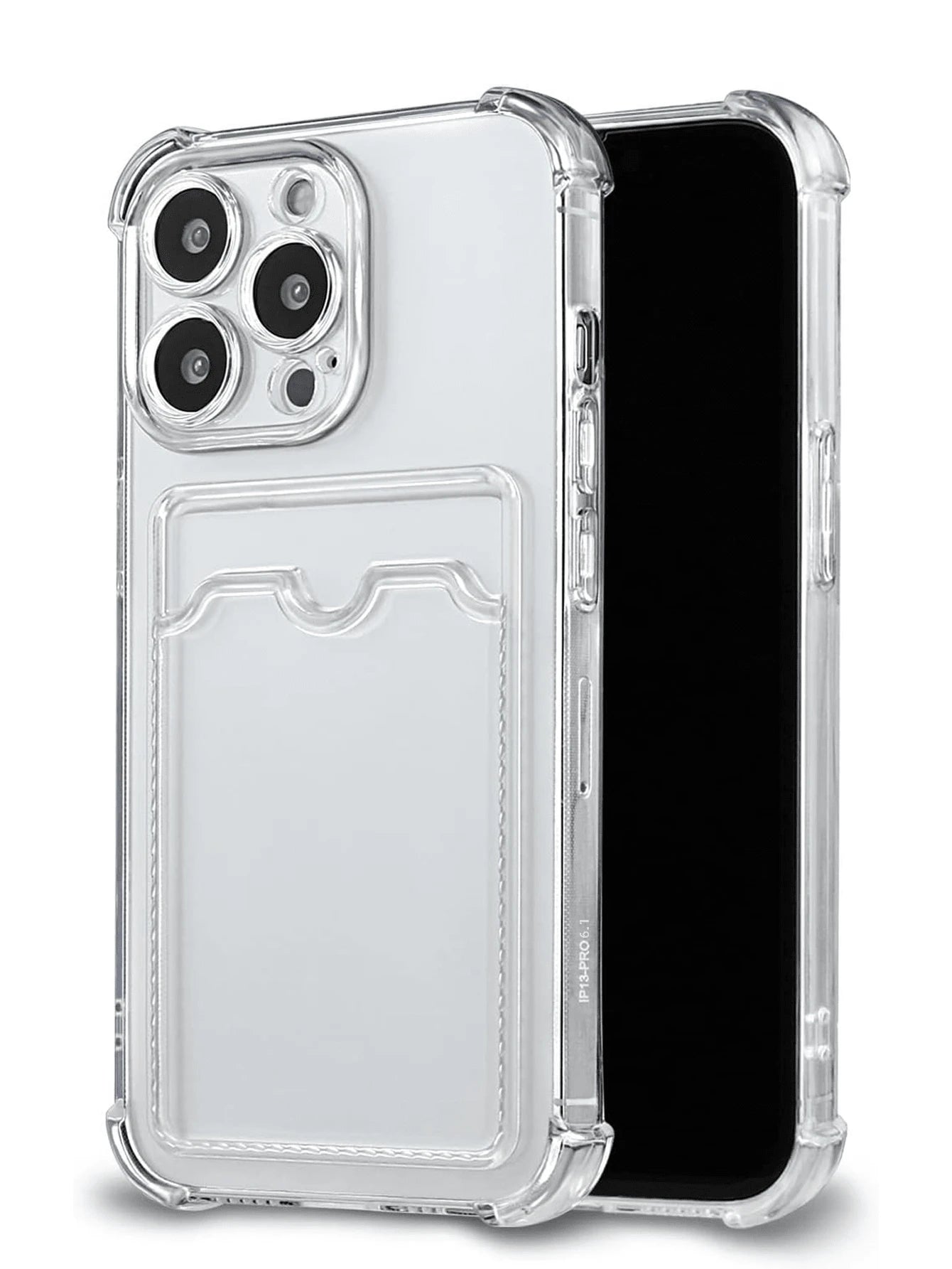 Screen Protection Cardholder Phone Cases Silicone Wallet Card Holder Cardholder Phone Cases Solid Color Material Silicone Cardholder Transparent Card Slot Phone Case, Compatible With Iphone, Galaxy, H