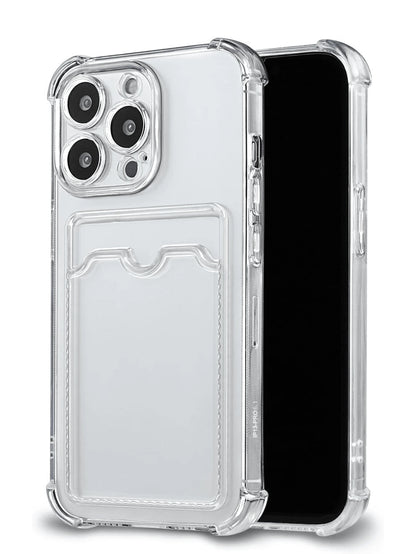 Screen Protection Cardholder Phone Cases Silicone Wallet Card Holder Cardholder Phone Cases Solid Color Material Silicone Cardholder Transparent Card Slot Phone Case, Compatible With Iphone, Galaxy, H