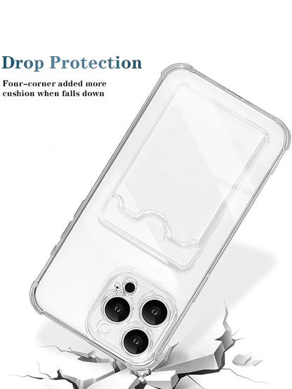 Screen Protection Cardholder Phone Cases Silicone Wallet Card Holder Cardholder Phone Cases Solid Color Material Silicone Cardholder Transparent Card Slot Phone Case, Compatible With Iphone, Galaxy, H