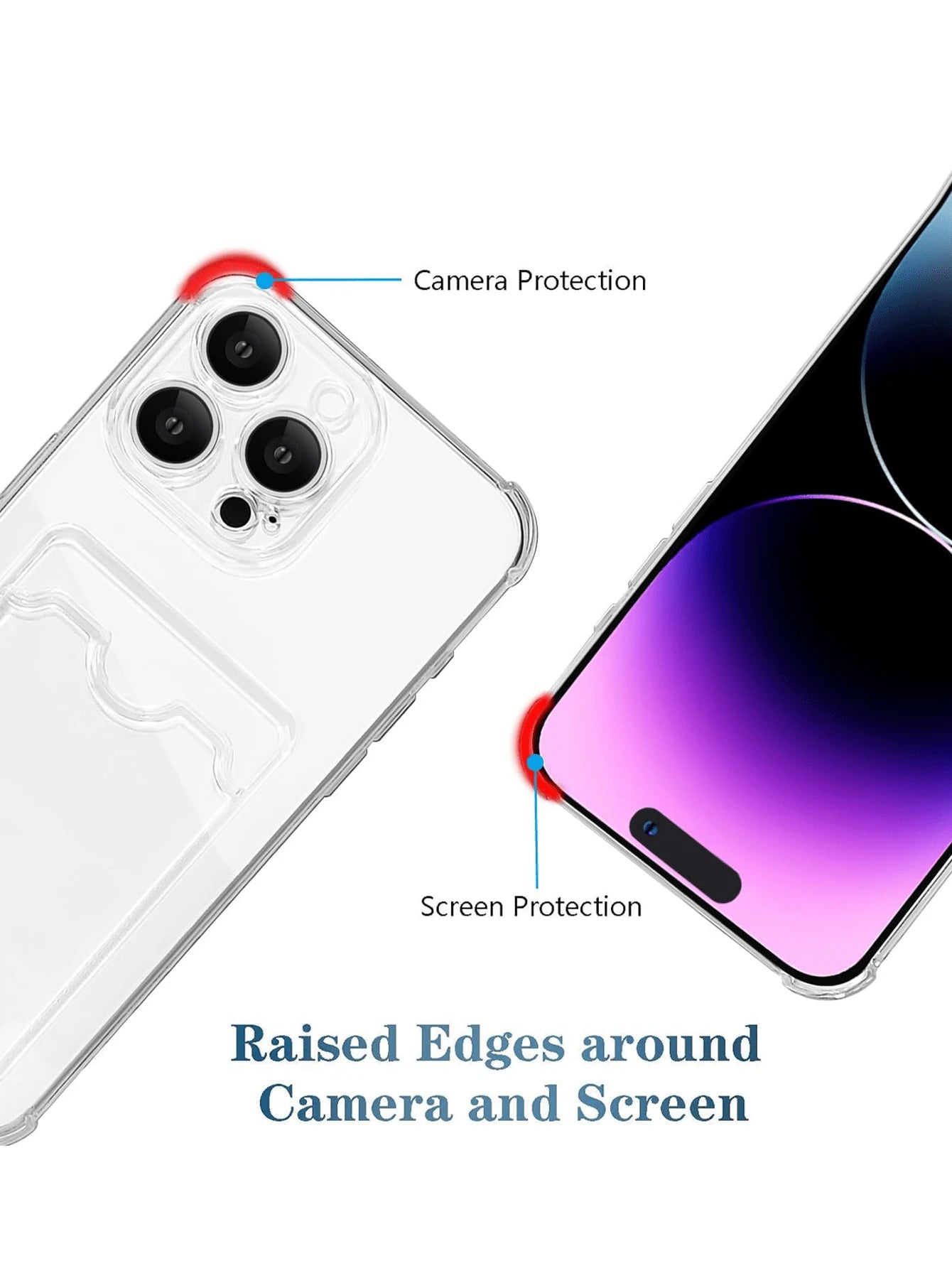 Screen Protection Cardholder Phone Cases Silicone Wallet Card Holder Cardholder Phone Cases Solid Color Material Silicone Cardholder Transparent Card Slot Phone Case, Compatible With Iphone, Galaxy, H