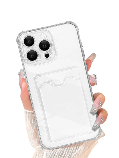 Screen Protection Cardholder Phone Cases Silicone Wallet Card Holder Cardholder Phone Cases Solid Color Material Silicone Cardholder Transparent Card Slot Phone Case, Compatible With Iphone, Galaxy, H