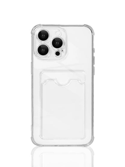 Screen Protection Cardholder Phone Cases Silicone Wallet Card Holder Cardholder Phone Cases Solid Color Material Silicone Cardholder Transparent Card Slot Phone Case, Compatible With Iphone, Galaxy, H