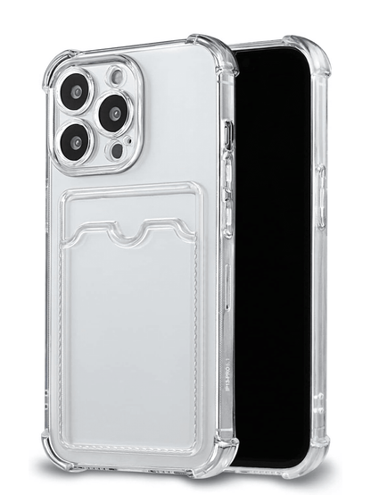 Screen Protection Cardholder Phone Cases Silicone Wallet Card Holder Cardholder Phone Cases Solid Color Material Silicone Cardholder Transparent Card Slot Phone Case, Compatible With Iphone, Galaxy, H