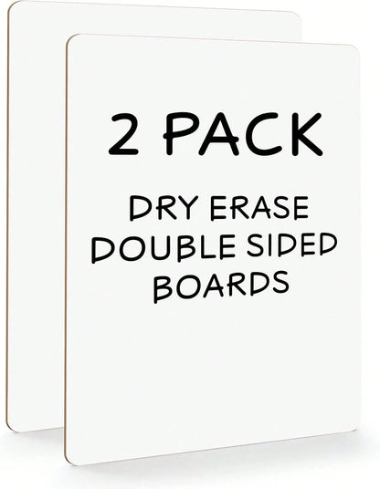 SCRIBBLEDO Small Dry Erase Boards 2 Pack 9x12 Double Sided Whiteboard| Double Sided White Boards, Wipes Clean No Ghosting, Sturdy Engineered Wood