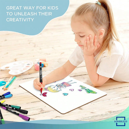 SCRIBBLEDO Small Dry Erase Boards 2 Pack 9x12 Double Sided Whiteboard| Double Sided White Boards, Wipes Clean No Ghosting, Sturdy Engineered Wood