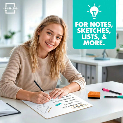 SCRIBBLEDO Small Dry Erase Boards 2 Pack 9x12 Double Sided Whiteboard| Double Sided White Boards, Wipes Clean No Ghosting, Sturdy Engineered Wood