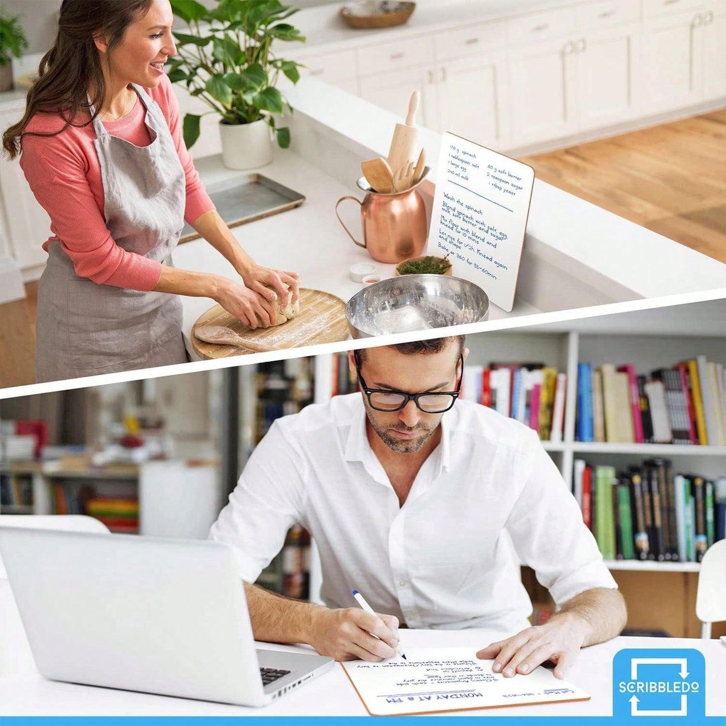 SCRIBBLEDO Small Dry Erase Boards 2 Pack 9x12 Double Sided Whiteboard| Double Sided White Boards, Wipes Clean No Ghosting, Sturdy Engineered Wood