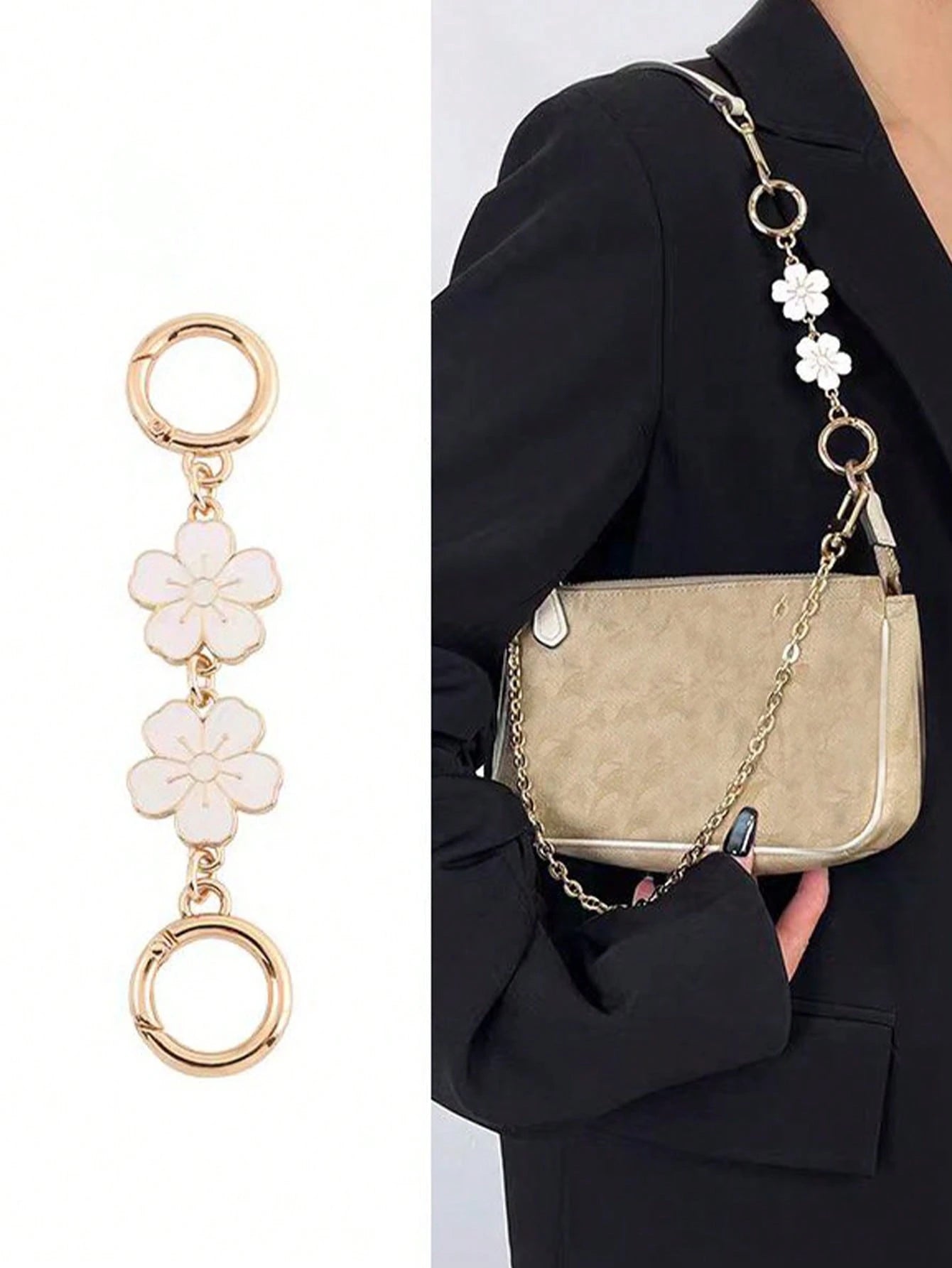 Seka Paul Cherry Blossoms Pattern Bag Extension Chain Underarm Bag Chain For Replacement Shoulder Strap.Cherry Blossoms Shape Fastener Bag Extension Chain Bag Shoulder Strap Bag Accessories Bag Extend