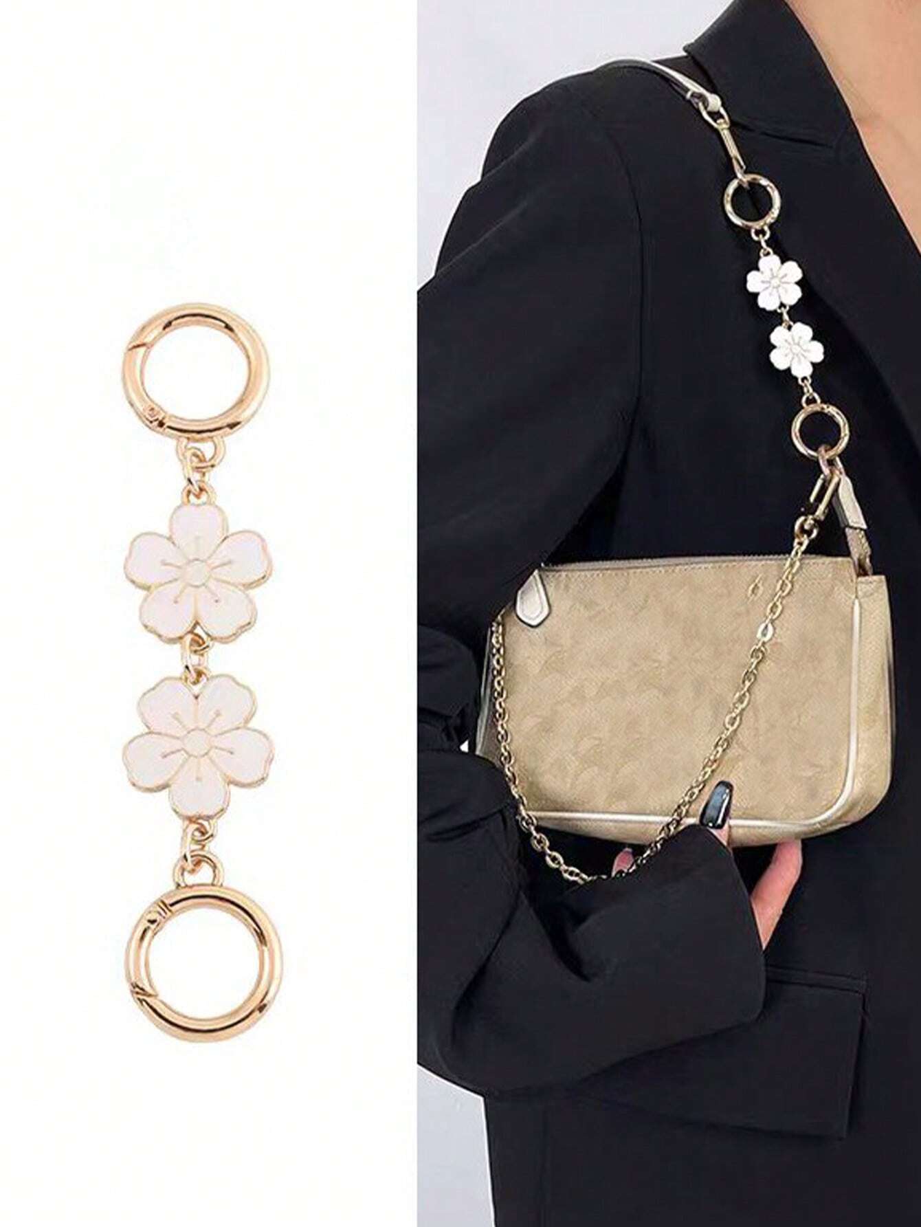 Seka Paul Cherry Blossoms Pattern Bag Extension Chain Underarm Bag Chain For Replacement Shoulder Strap.Cherry Blossoms Shape Fastener Bag Extension Chain Bag Shoulder Strap Bag Accessories Bag Extend