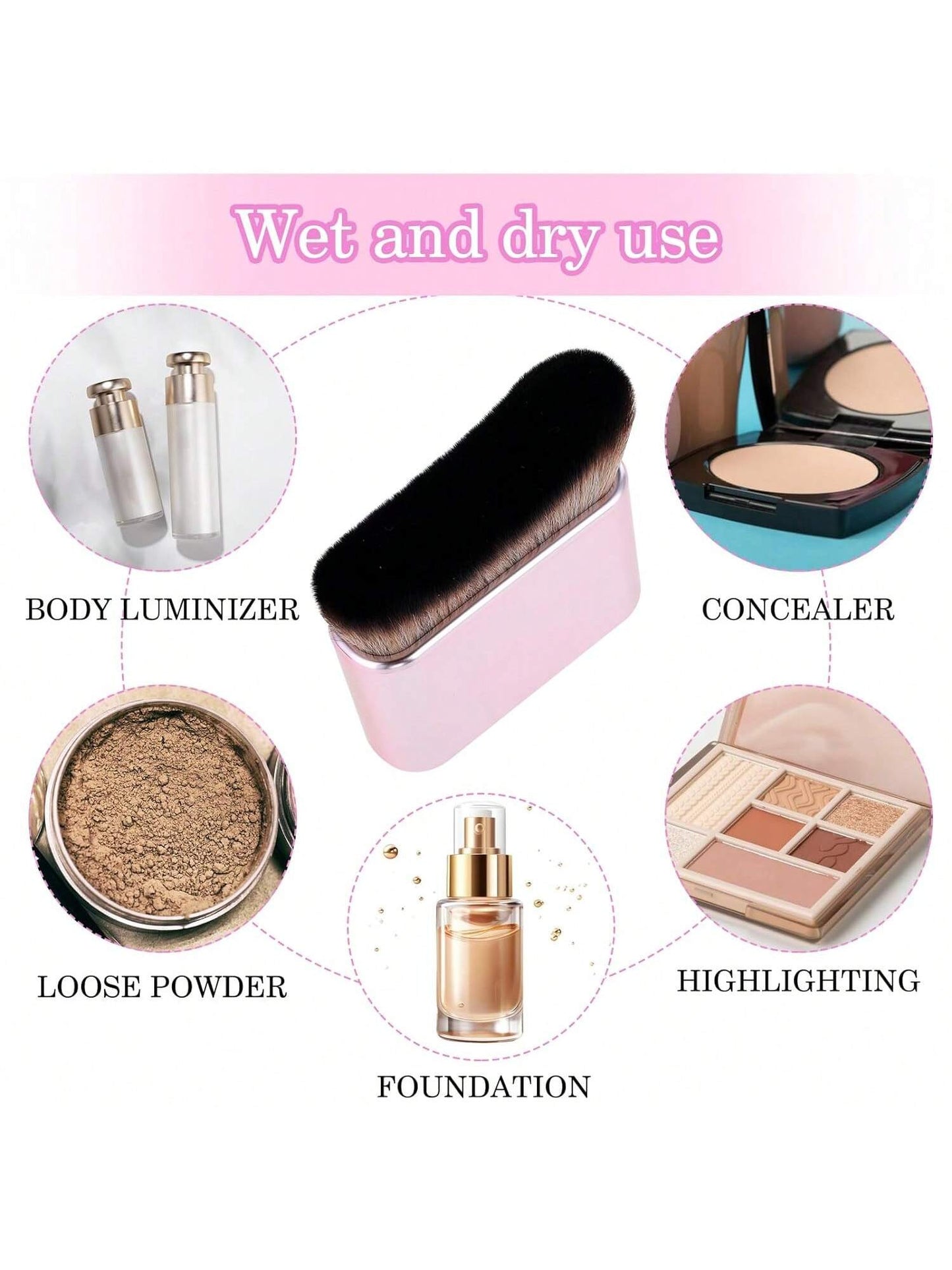 Self-Tanning Brush, Kabuki Body Brush, Professional Body Makeup Brush (For Perfect Leg Makeup), Bronze Powder Highlighting Brush, High-Density Foundation Brush (For Cream Foundation), Foundation Brush