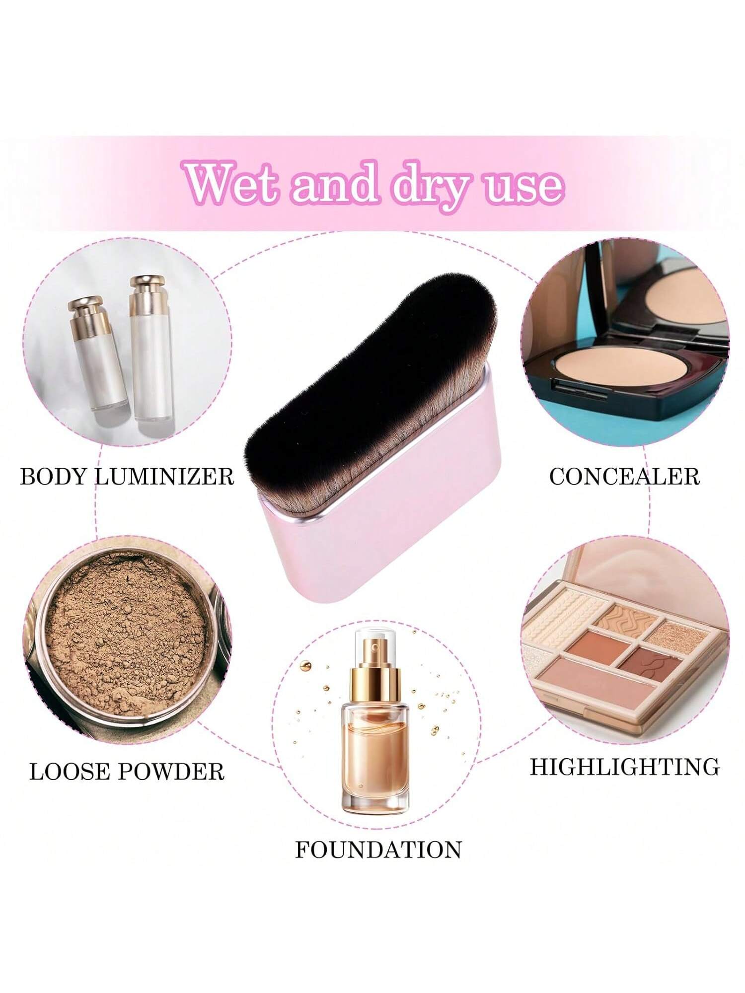 Self-Tanning Brush, Kabuki Body Brush, Professional Body Makeup Brush (For Perfect Leg Makeup), Bronze Powder Highlighting Brush, High-Density Foundation Brush (For Cream Foundation), Foundation Brush
