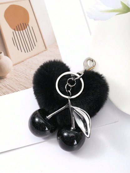 SGIAWETA-1pc Cherry Shaped Keychain- Car Cherry Accessory Keychain, Women On & Valentine's Day (Size: 4.3in/10.92cm X 2.6in/6.6cm, Cherry Size: 1.26in/3.2cm)-Birthdaygift