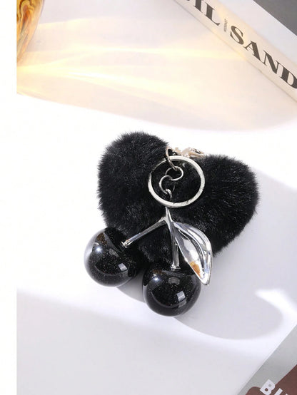 SGIAWETA-1pc Cherry Shaped Keychain- Car Cherry Accessory Keychain, Women On & Valentine's Day (Size: 4.3in/10.92cm X 2.6in/6.6cm, Cherry Size: 1.26in/3.2cm)-Birthdaygift
