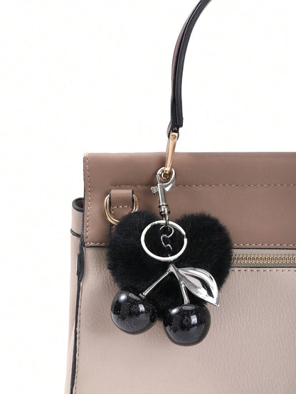 SGIAWETA-1pc Cherry Shaped Keychain- Car Cherry Accessory Keychain, Women On & Valentine's Day (Size: 4.3in/10.92cm X 2.6in/6.6cm, Cherry Size: 1.26in/3.2cm)-Birthdaygift