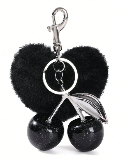 SGIAWETA-1pc Cherry Shaped Keychain- Car Cherry Accessory Keychain, Women On & Valentine's Day (Size: 4.3in/10.92cm X 2.6in/6.6cm, Cherry Size: 1.26in/3.2cm)-Birthdaygift
