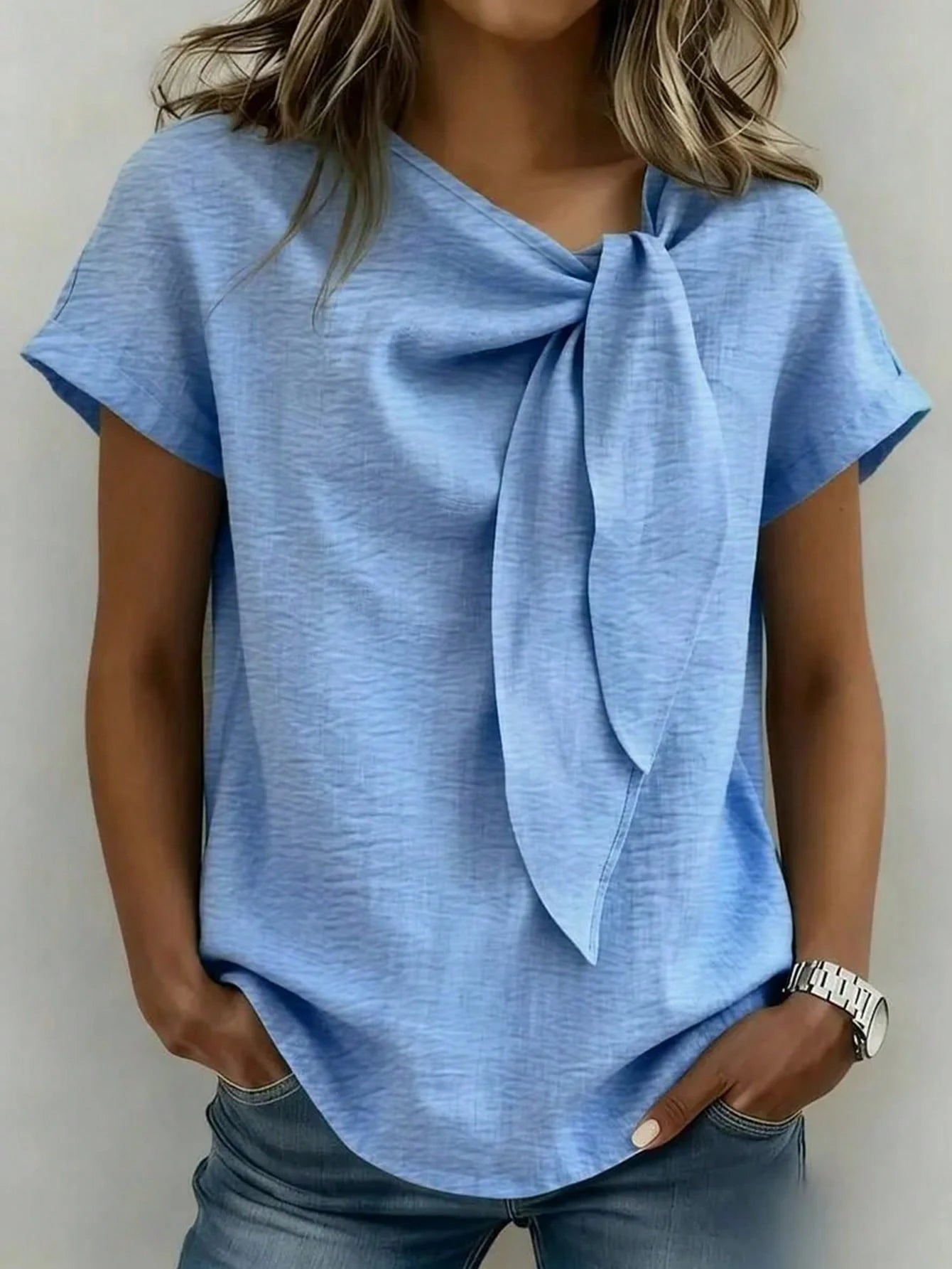 SHEIN LUNE Women's Woven Casual Office Simple Summer Blouse