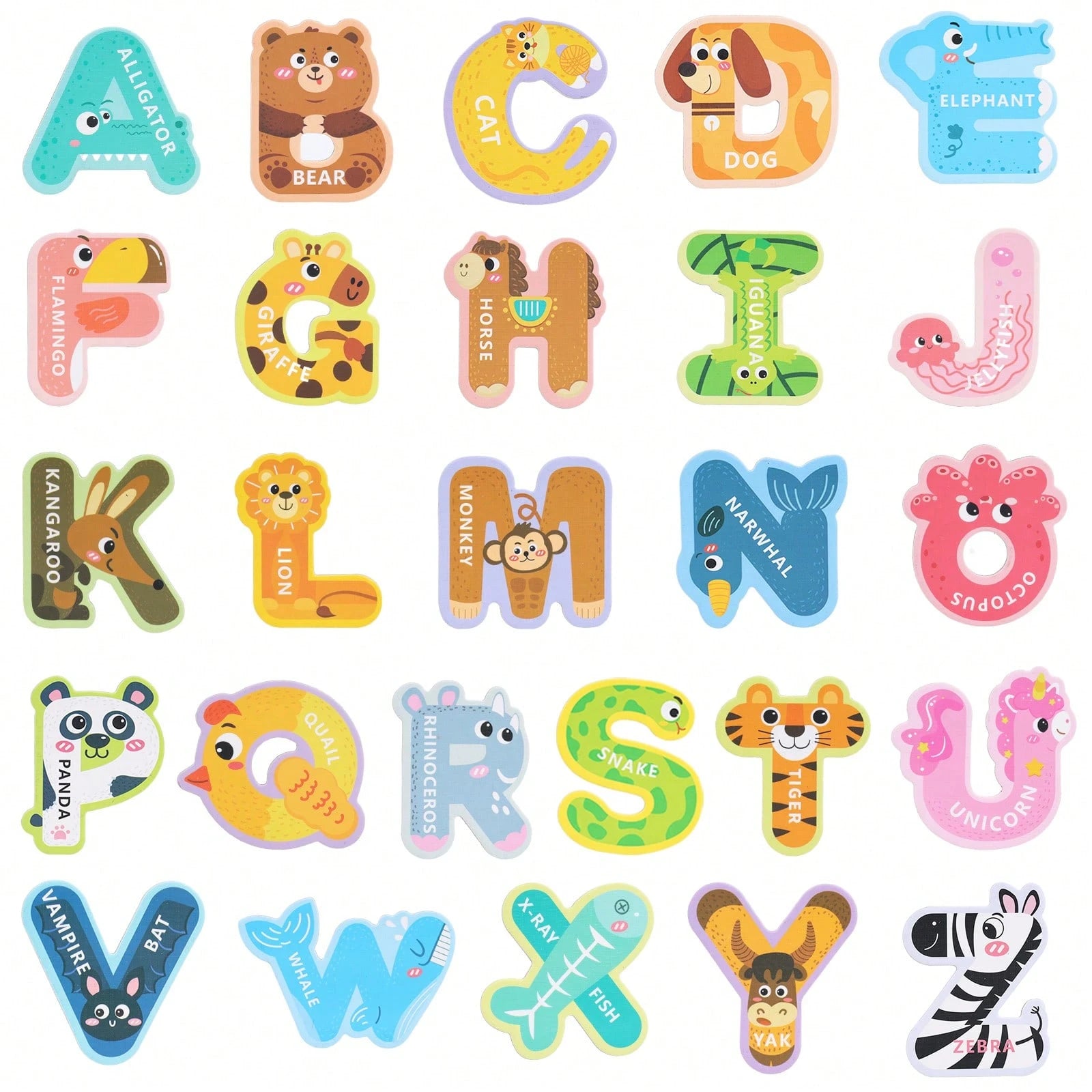 SHINDEL Magnetic Letters For Toddlers, 26 Large Animal Alphabet Magnets, Educational Learning Toys, Fridge Magnetic Letters Set