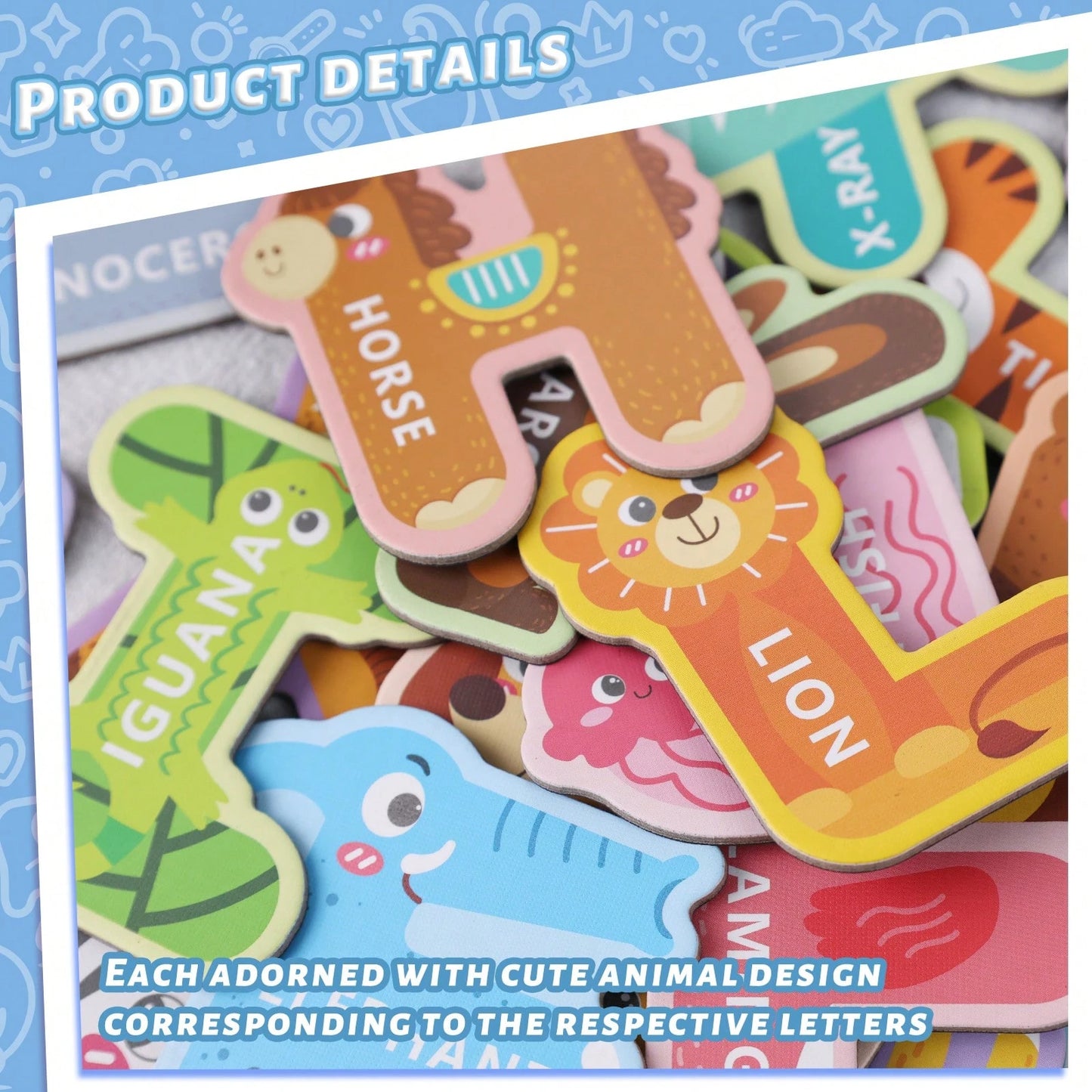 SHINDEL Magnetic Letters For Toddlers, 26 Large Animal Alphabet Magnets, Educational Learning Toys, Fridge Magnetic Letters Set