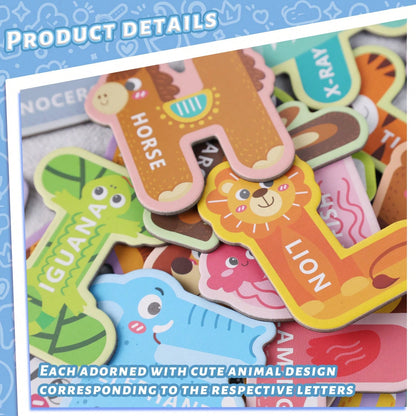 SHINDEL Magnetic Letters For Toddlers, 26 Large Animal Alphabet Magnets, Educational Learning Toys, Fridge Magnetic Letters Set